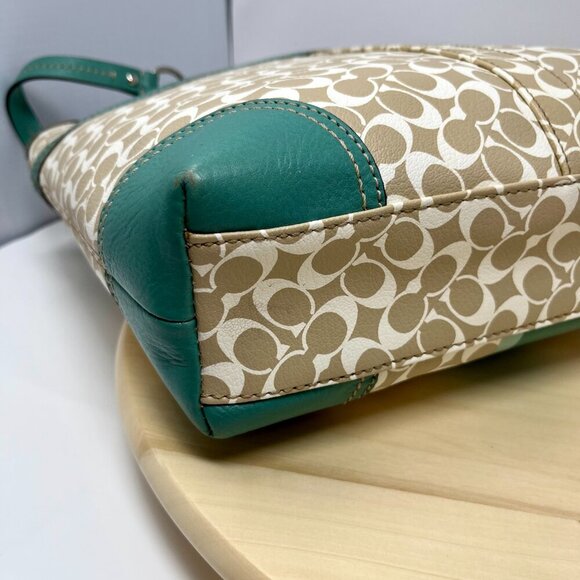 COACH Heritage Chelsea Tote Signature Tan Green F15137 - Picture 11 of 14